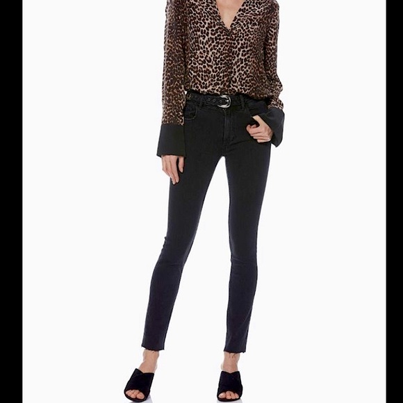 PAIGE Denim - Paige Black Hoxton Ankle Peg Belted Raw Hem Jean in Riot Wash